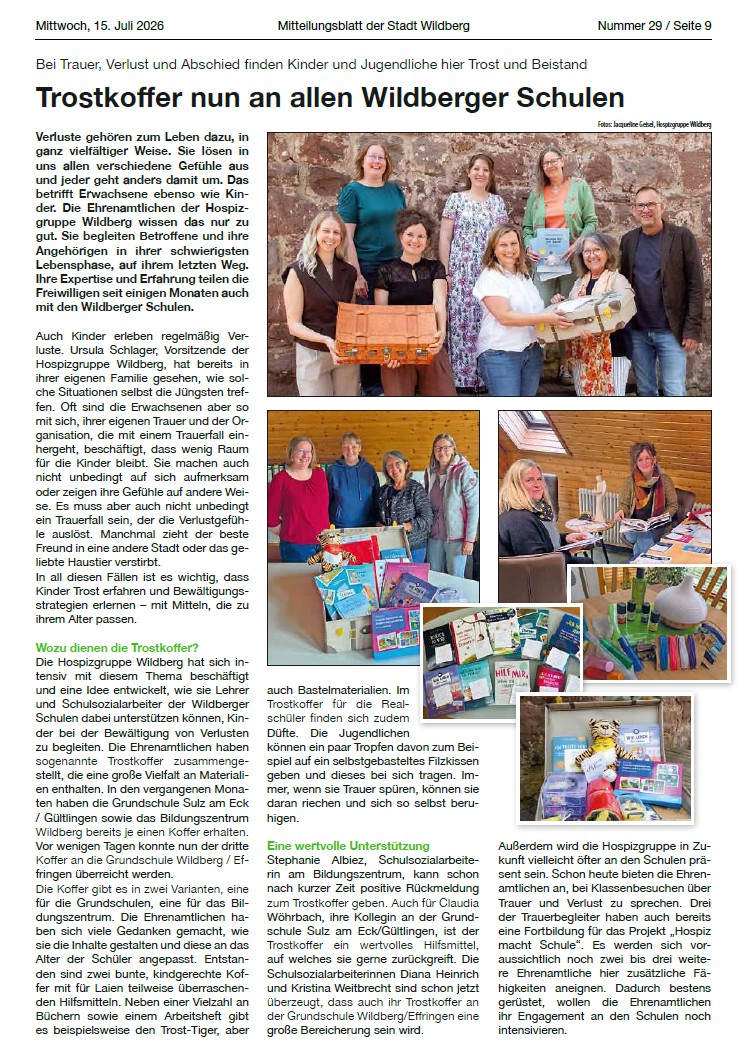 Artikel im Mitteilungsblatt 